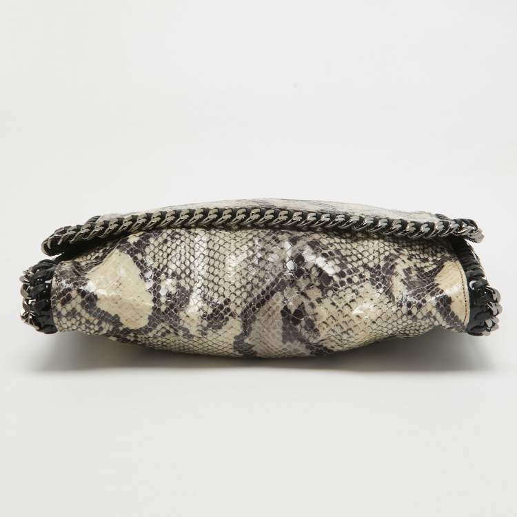 Pre Owned Stella McCartney Cream/Black Python Print Faux Leather Falabella Shoulder Bag