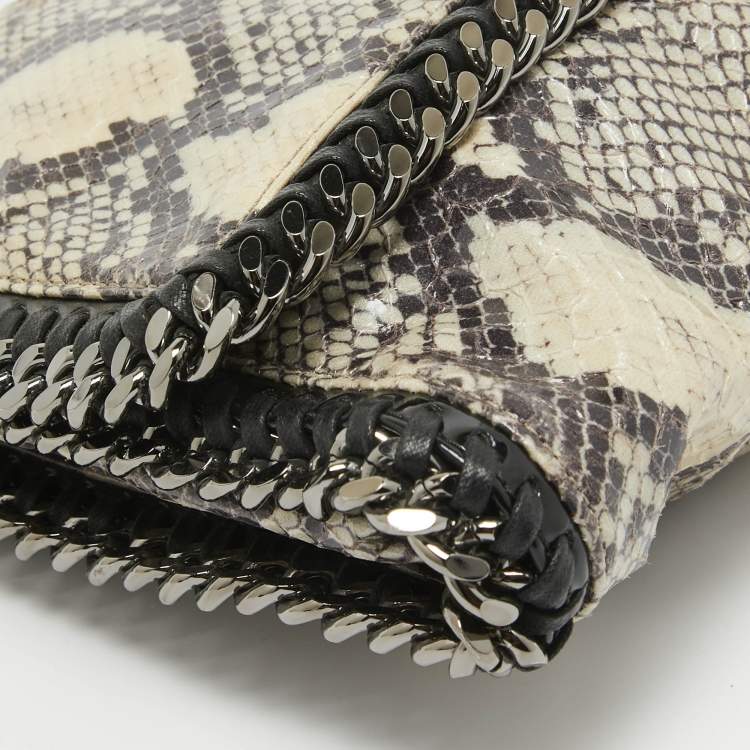 Pre Owned Stella McCartney Cream/Black Python Print Faux Leather Falabella Shoulder Bag
