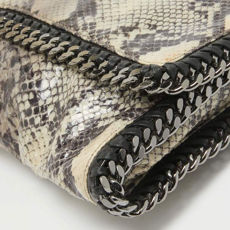 Pre Owned Stella McCartney Cream/Black Python Print Faux Leather Falabella Shoulder Bag
