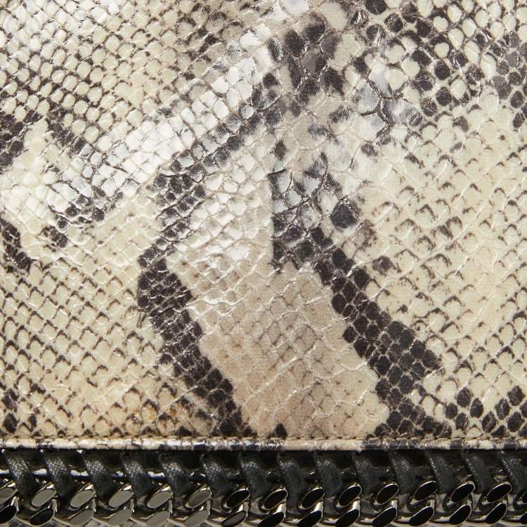 Pre Owned Stella McCartney Cream/Black Python Print Faux Leather Falabella Shoulder Bag