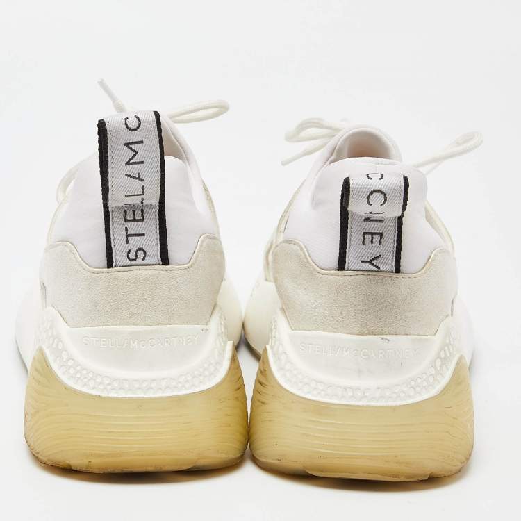 Pre Owned Stella McCartney Grey/White Faux Suede and Faux Leather Eclypse Sneakers Size 39