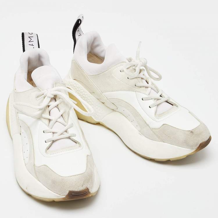 Pre Owned Stella McCartney Grey/White Faux Suede and Faux Leather Eclypse Sneakers Size 39