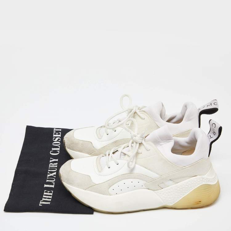 Pre Owned Stella McCartney Grey/White Faux Suede and Faux Leather Eclypse Sneakers Size 39