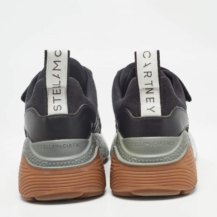 Pre Owned Stella McCartney Black Faux Leather Eclypse Sneakers Size 36