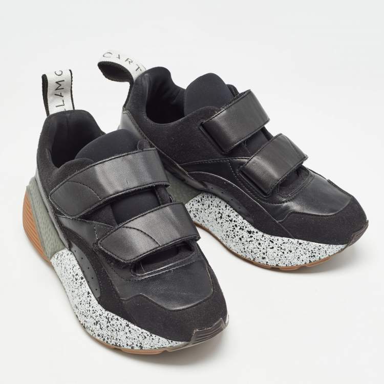 Pre Owned Stella McCartney Black Faux Leather Eclypse Sneakers Size 36