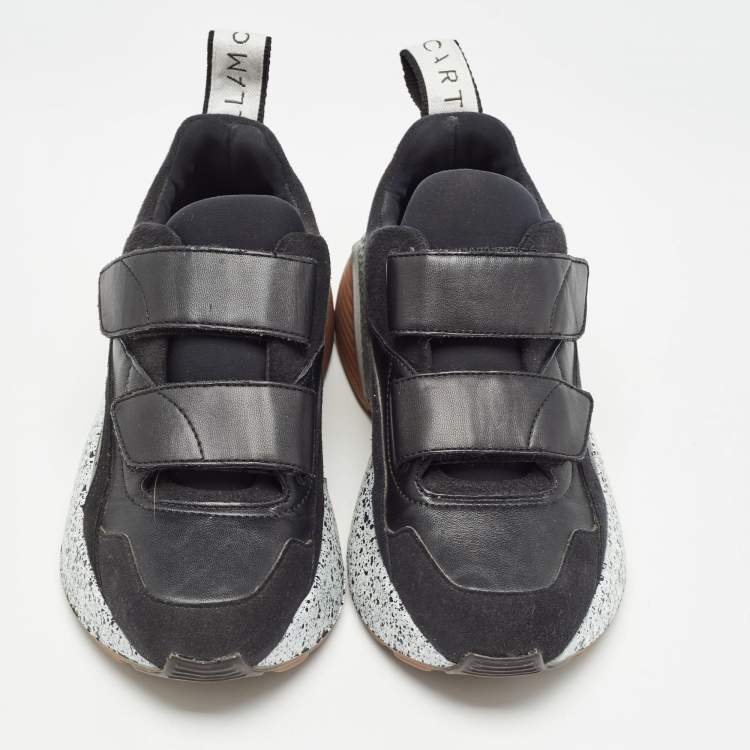 Pre Owned Stella McCartney Black Faux Leather Eclypse Sneakers Size 36