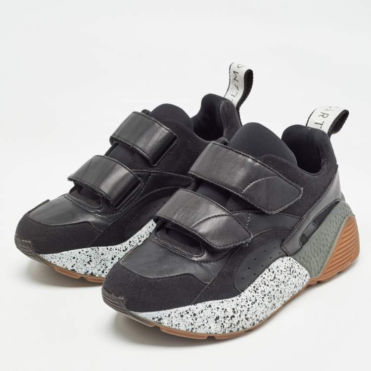 Pre Owned Stella McCartney Black Faux Leather Eclypse Sneakers Size 36