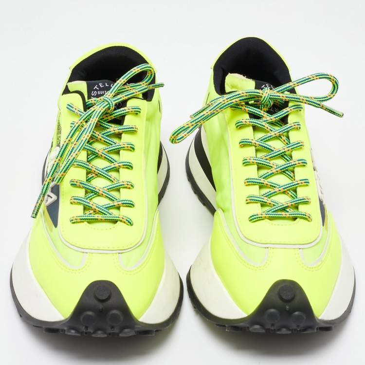 Pre Owned Stella McCartney Neon Yellow Fabric and Leather Reclypse Sneakers Size 39