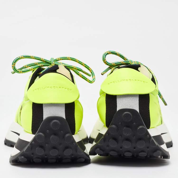 Pre Owned Stella McCartney Neon Yellow Fabric and Leather Reclypse Sneakers Size 39
