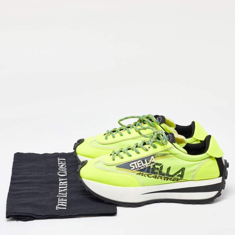 Pre Owned Stella McCartney Neon Yellow Fabric and Leather Reclypse Sneakers Size 39