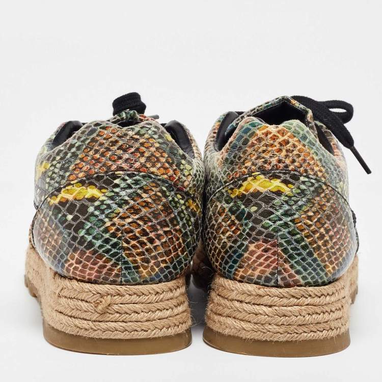 Pre Owned Stella McCartney Multicolor Python Effect Faux Leather and Mesh Espadrille Sneakers Size 41