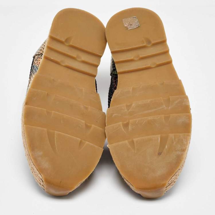 Pre Owned Stella McCartney Multicolor Python Effect Faux Leather and Mesh Espadrille Sneakers Size 41