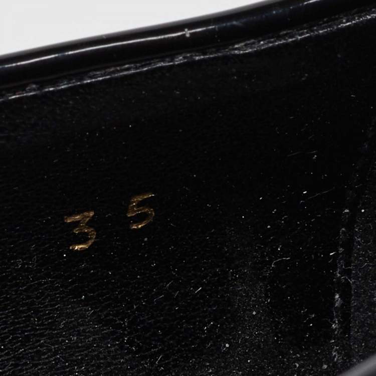 Pre Owned Stella McCartney Black Faux Patent Leather V Neck Pointed Toe Pumps Size 35