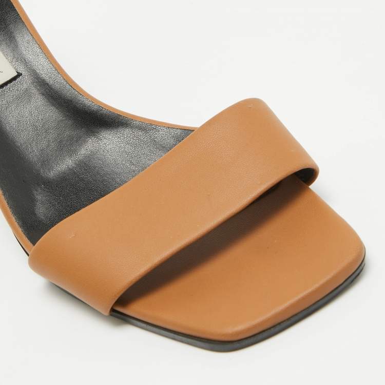 Pre Owned Stella McCartney Brown Faux Leather Slide Sandals Size 38