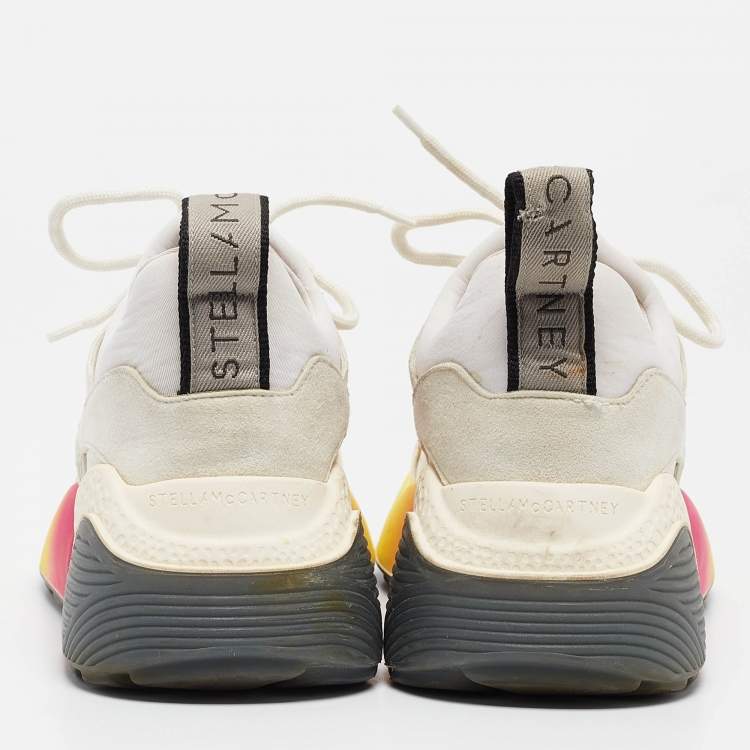 Pre Owned Stella McCartney Multicolor Faux Suede and Faux Leather Eclypse Lace Up Sneakers Size 38