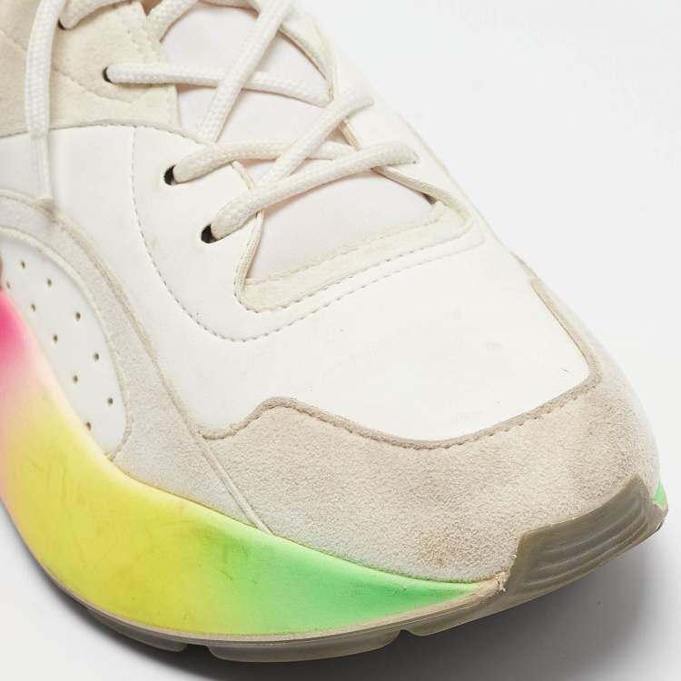Pre Owned Stella McCartney Multicolor Faux Suede and Faux Leather Eclypse Lace Up Sneakers Size 38