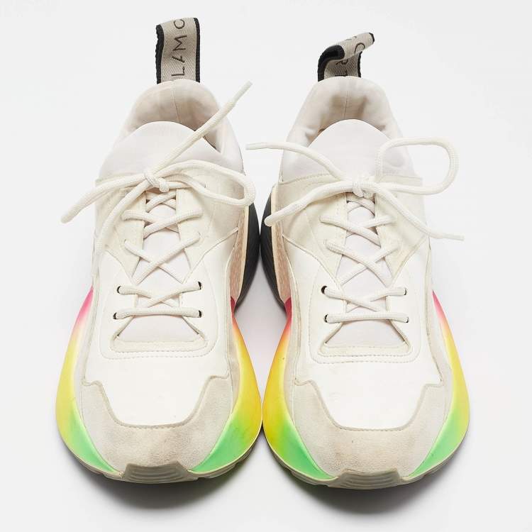 Pre Owned Stella McCartney Multicolor Faux Suede and Faux Leather Eclypse Lace Up Sneakers Size 38
