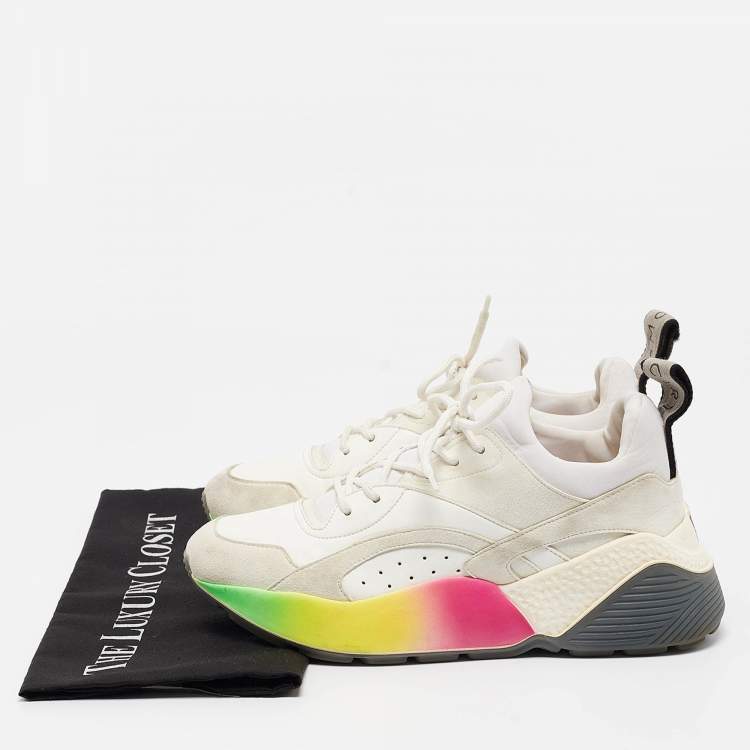 Pre Owned Stella McCartney Multicolor Faux Suede and Faux Leather Eclypse Lace Up Sneakers Size 38