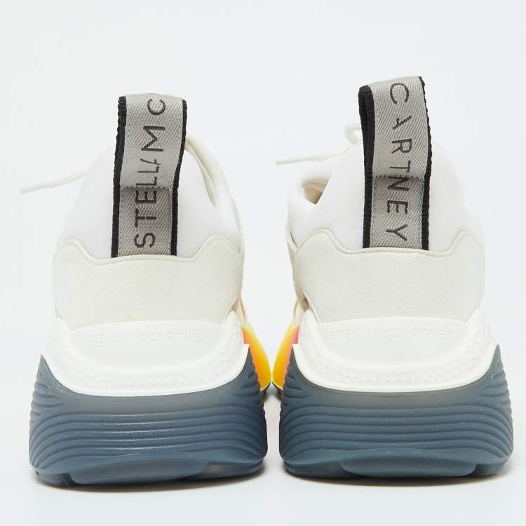 Pre Owned Stella McCartney Off White Faux Leather and Faux Suede Eclypse Lace Up Sneakers Size 38