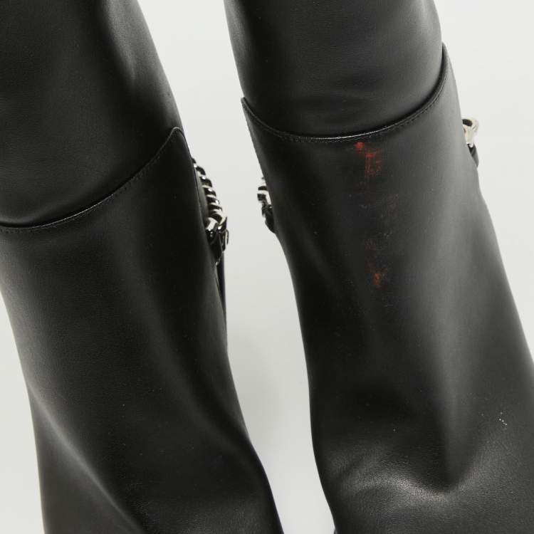 Pre Owned Stella McCartney Black Leather Over The Knee Boots Size 40