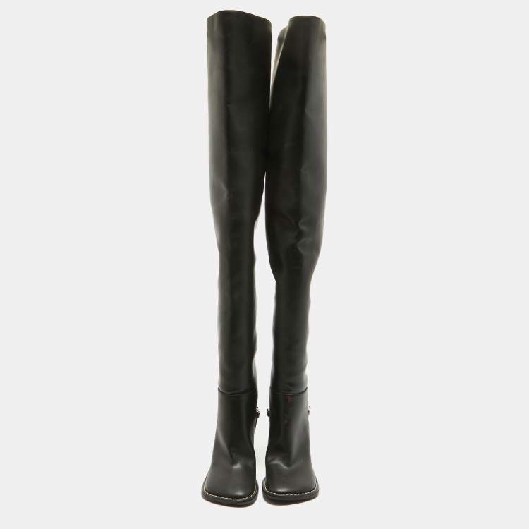 Pre Owned Stella McCartney Black Leather Over The Knee Boots Size 40