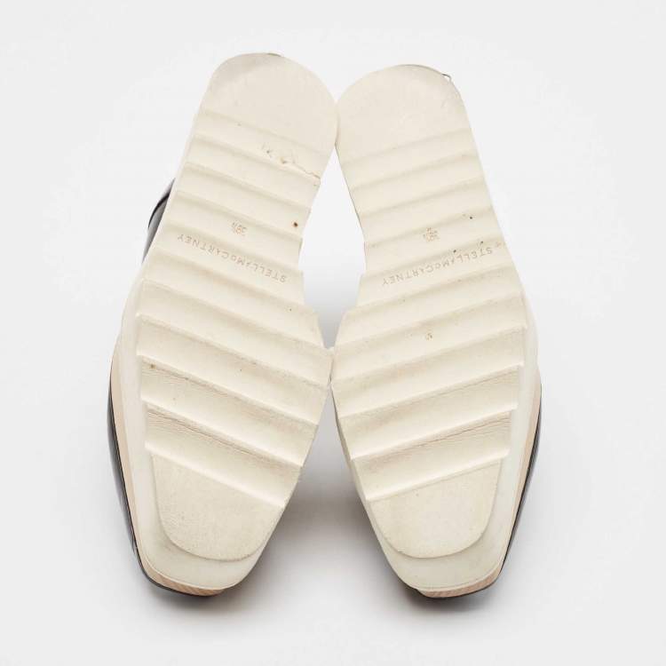 Pre Owned Stella McCartney Black Faux Leather Elyse Platform Derby Sneakers Size 39.5