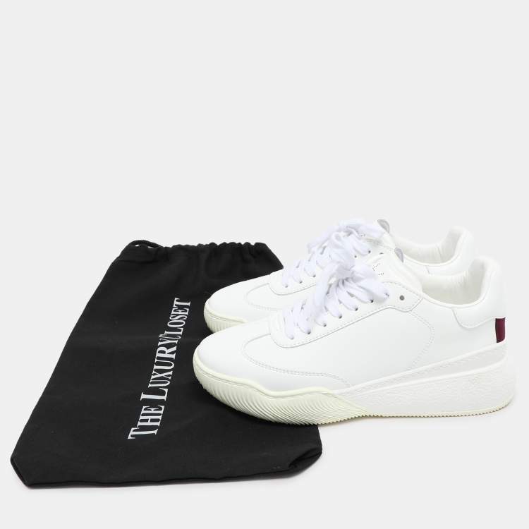 Pre Owned Stella McCartney White Faux Leather Loop Low Top Sneakers Size 38