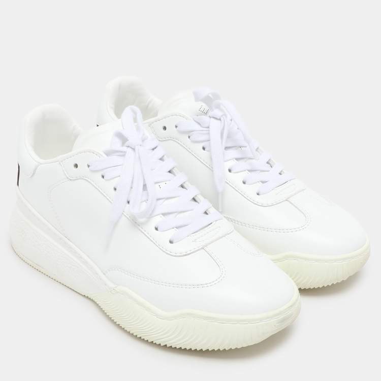 Pre Owned Stella McCartney White Faux Leather Loop Low Top Sneakers Size 38