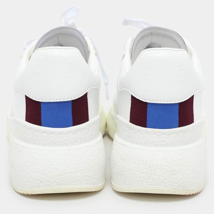 Pre Owned Stella McCartney White Faux Leather Loop Low Top Sneakers Size 38