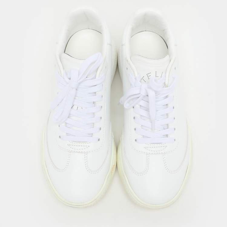 Pre Owned Stella McCartney White Faux Leather Loop Low Top Sneakers Size 38