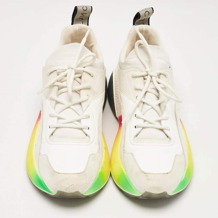 Pre Owned Stella McCartney Multicolor Faux Leather Eclypse Lace Up Sneakers Size 38