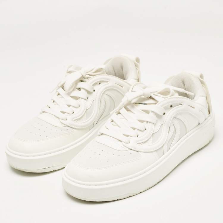 Pre Owned Stella McCartney White Faux Leather and Faux Suede Lace Up Sneakers Size 38