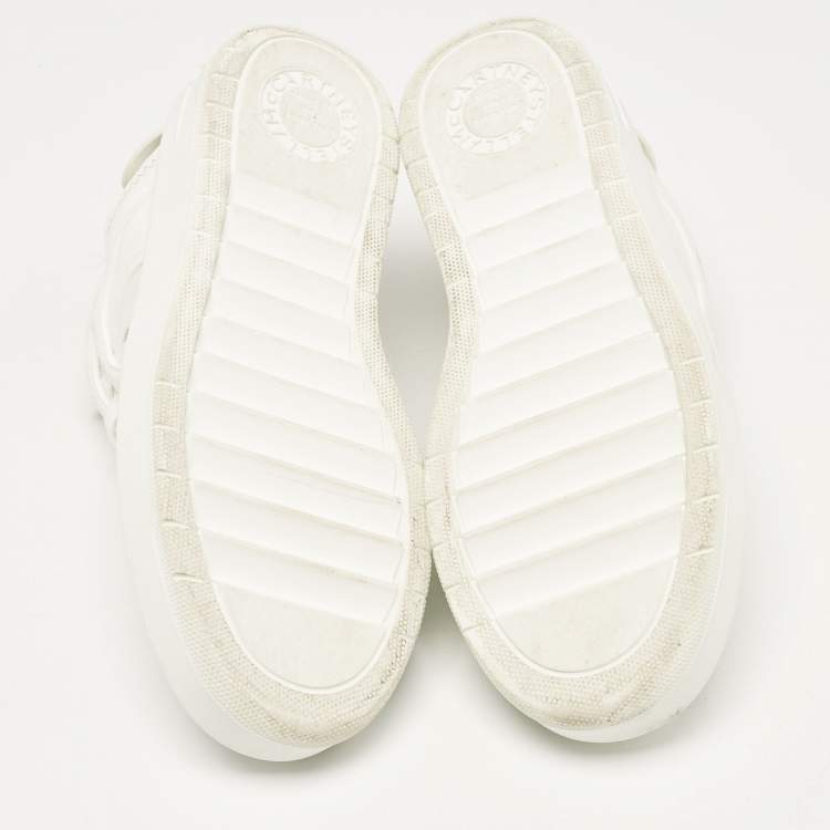 Pre Owned Stella McCartney White Faux Leather and Faux Suede Lace Up Sneakers Size 38