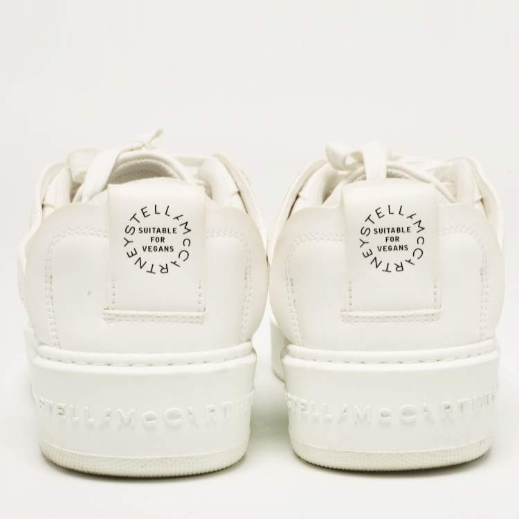 Pre Owned Stella McCartney White Faux Leather and Faux Suede Lace Up Sneakers Size 38
