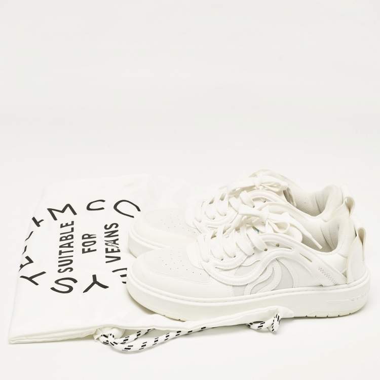 Pre Owned Stella McCartney White Faux Leather and Faux Suede Lace Up Sneakers Size 38
