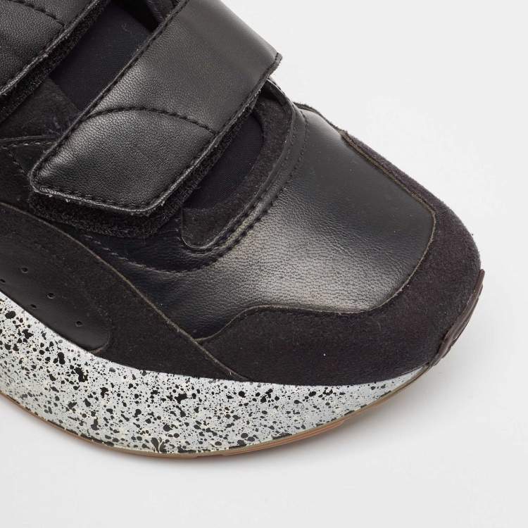Pre Owned Stella McCartney Black Faux Leather Faux Suede Eclypse Sneakers  Size 37