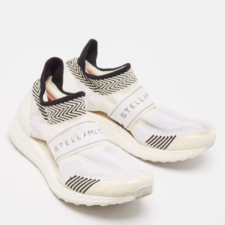Pre Owned Stella McCartney x Adidas White Knit Fabric Ultra Boost x 3 D S Slip On Sneakers Size 38 1/3