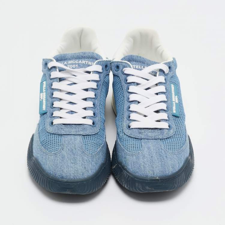 Pre Owned Stella McCartney Blue Mesh and Denim Loop Sneakers Size 37