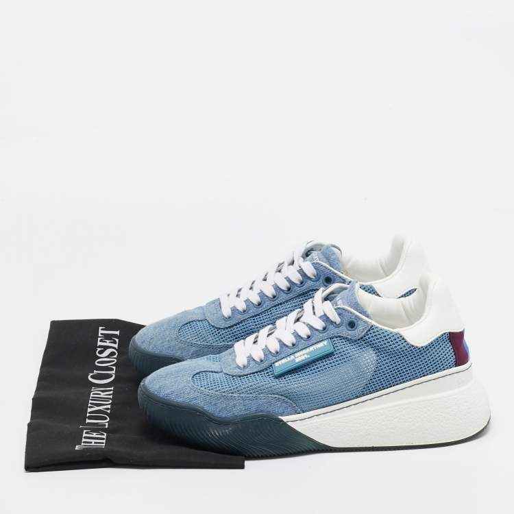 Pre Owned Stella McCartney Blue Mesh and Denim Loop Sneakers Size 37