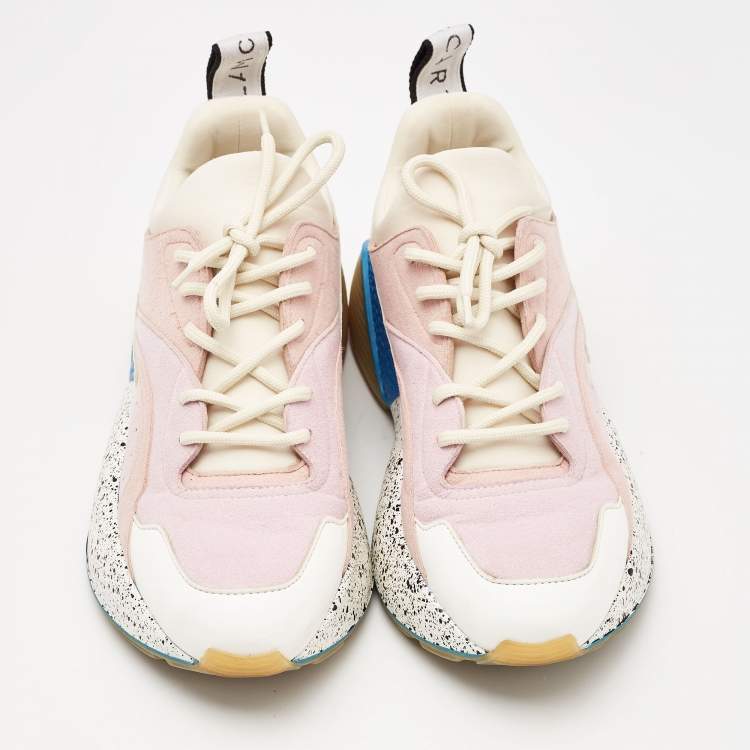 Pre Owned Stella McCartney Multicolor Faux Leather and Faux Suede Eclypse Sneakers Size 37