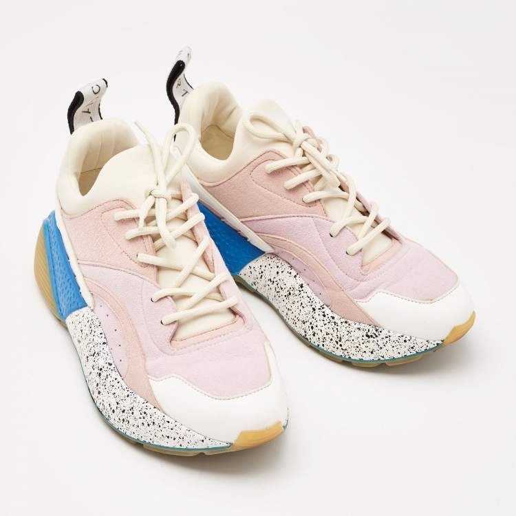 Pre Owned Stella McCartney Multicolor Faux Leather and Faux Suede Eclypse Sneakers Size 37