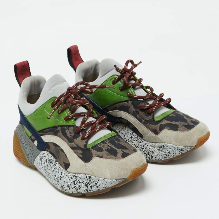 Pre Owned Stella McCartney Multicolor Faux Leather and Neoprene Eclypse Chunky Sneakers Size 36