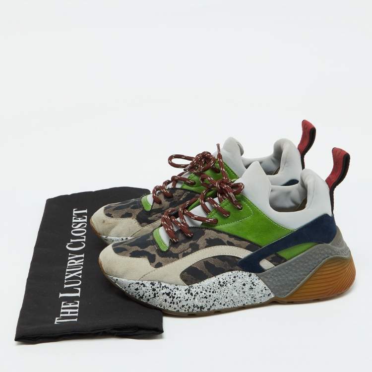 Pre Owned Stella McCartney Multicolor Faux Leather and Neoprene Eclypse Chunky Sneakers Size 36
