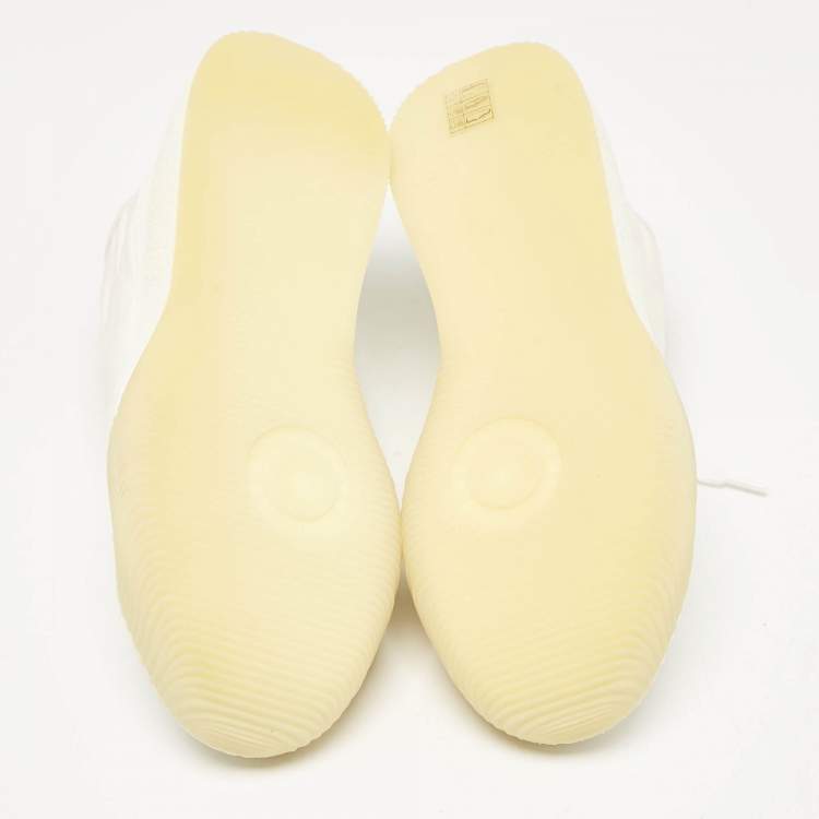 Pre Owned Stella McCartney White Faux Suede and Fabric Loop Sneakers Size 39