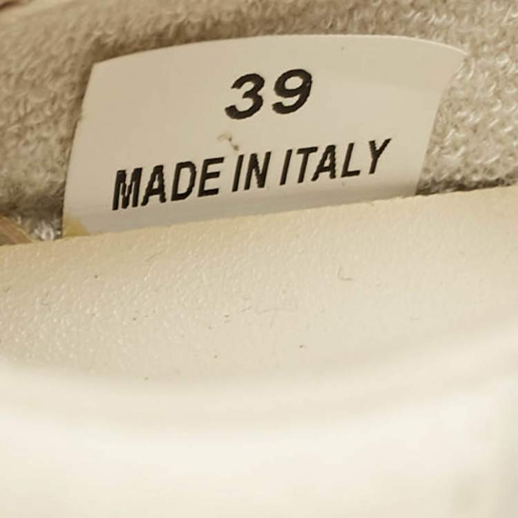 Pre Owned Stella McCartney White Faux Suede and Fabric Loop Sneakers Size 39