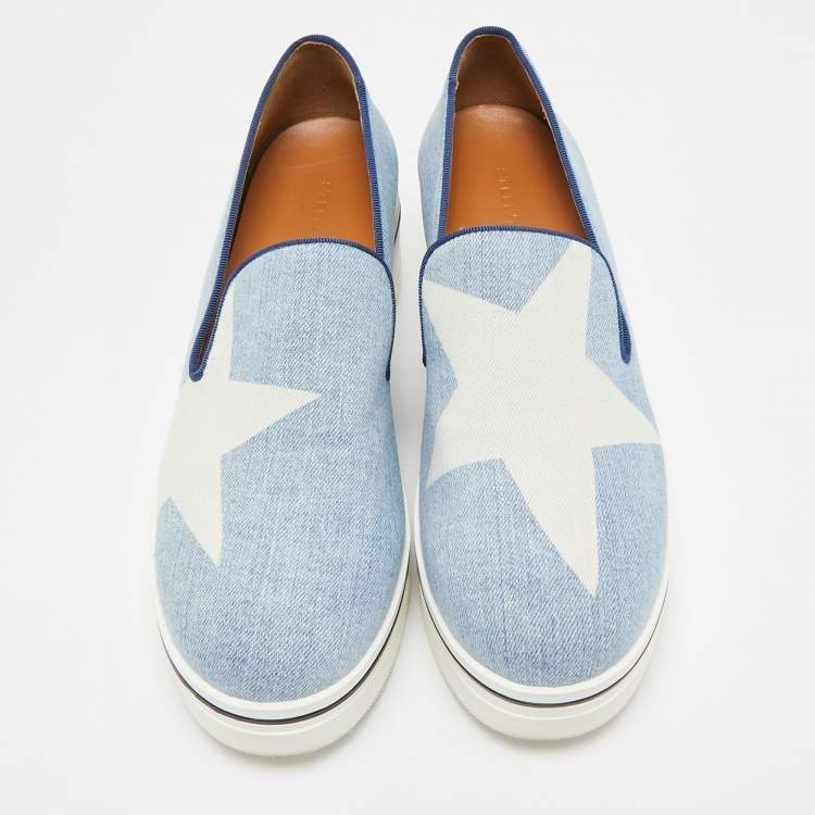 Pre Owned Stella McCartney Blue/White Denim Binx Star Sneakers Size 41