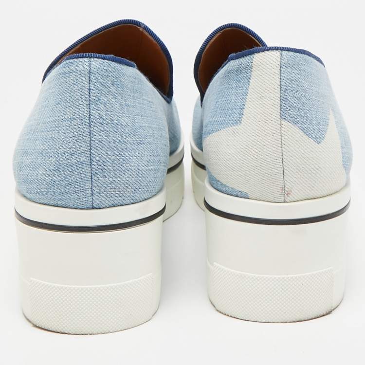 Pre Owned Stella McCartney Blue/White Denim Binx Star Sneakers Size 41