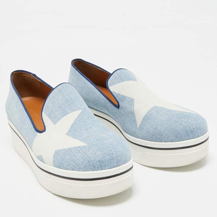 Pre Owned Stella McCartney Blue/White Denim Binx Star Sneakers Size 41
