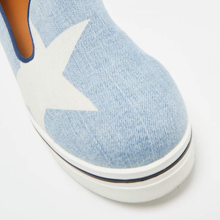 Pre Owned Stella McCartney Blue/White Denim Binx Star Sneakers Size 41