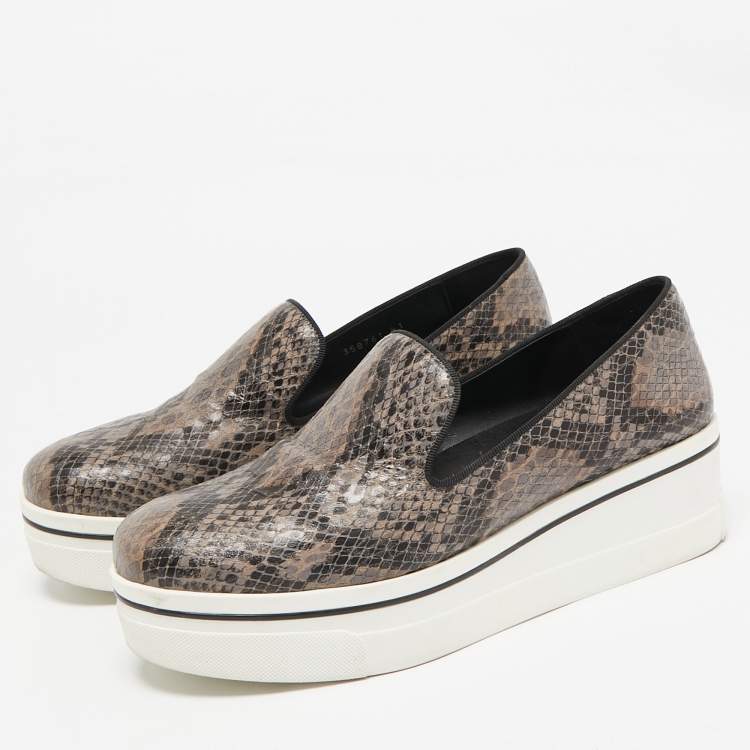 Pre Owned Stella McCartney Brown Faux Python Leather Binx Sneakers Size 41